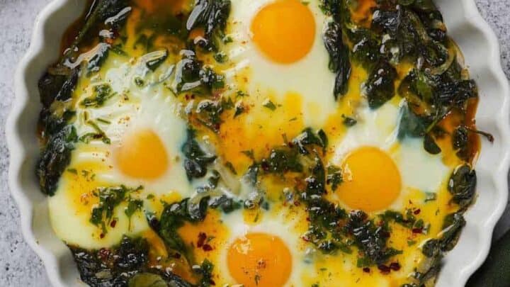 Image for Baked Eggs with Spinach (High Protein, Low Calorie)