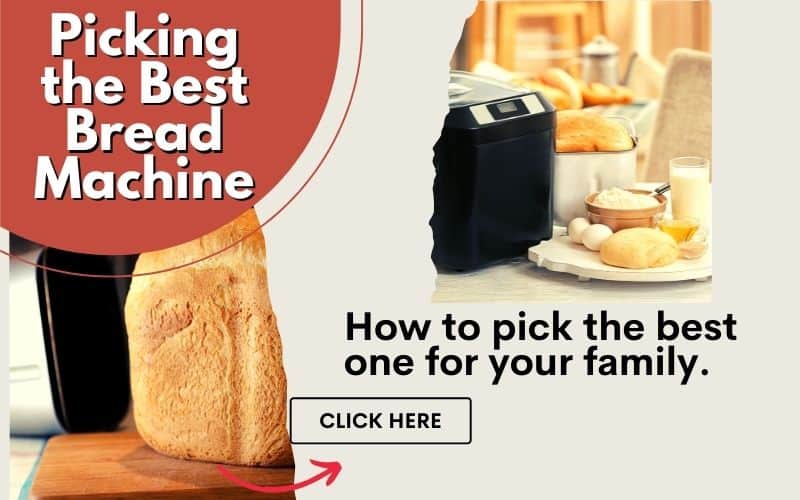 multiple pictures of bread machine and bread with text overlay