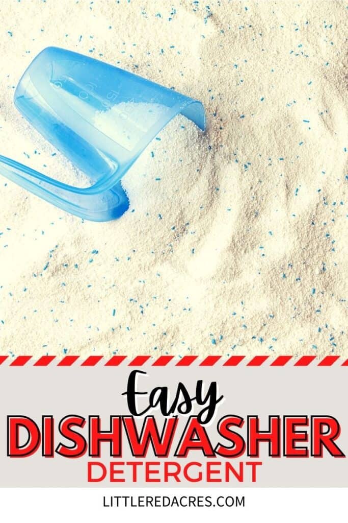 dishwasher detergent with text overlay