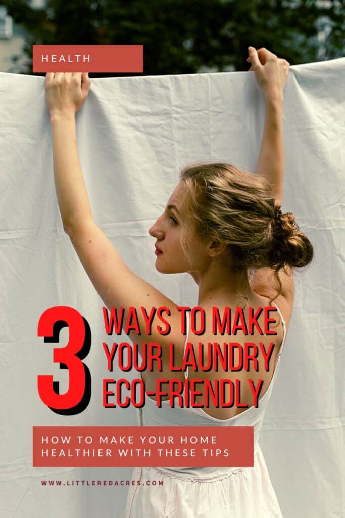 woman hanging laundry with text overlay