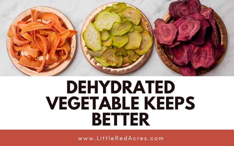 dehydrated vegetables with Why Dehydrated Vegetable Keeps Better text overlay