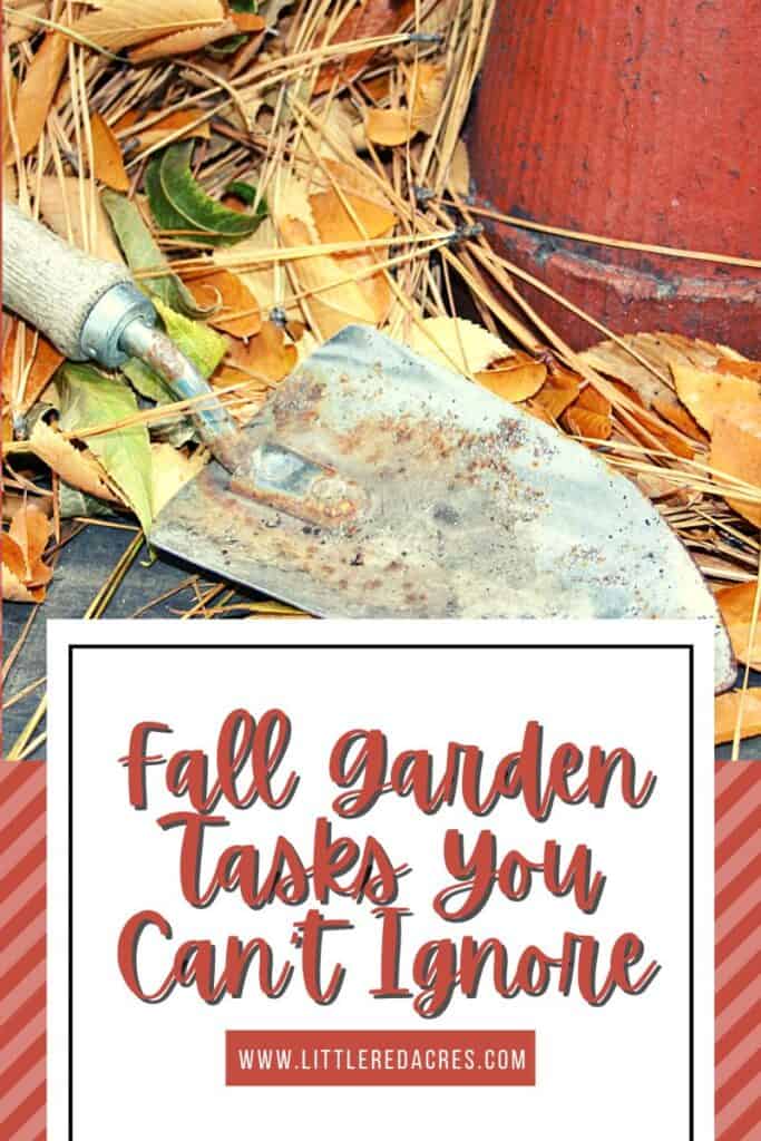 garden tools with Fall Garden Tasks You Can’t Ignore text overlay