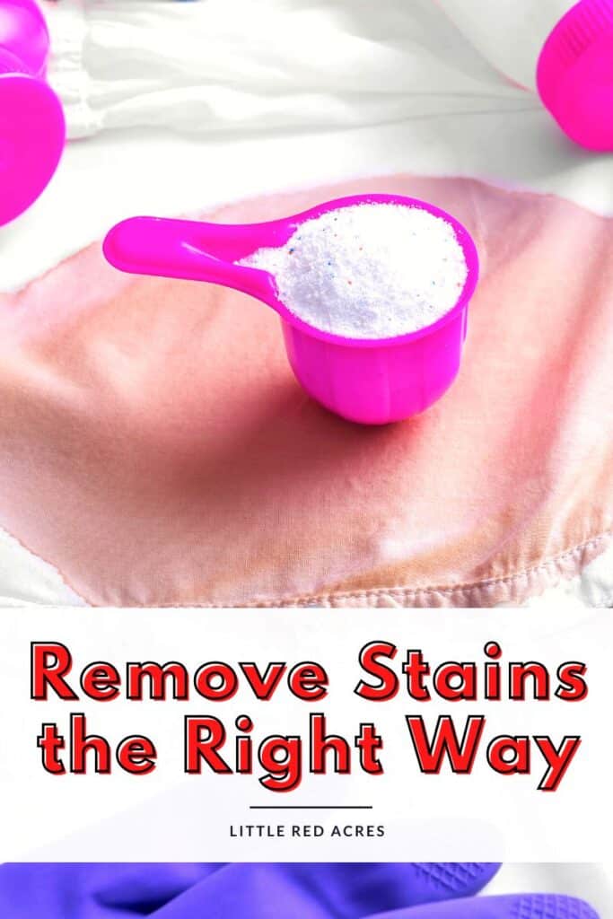 treating a stain with Remove Stains the Right Way text overlay