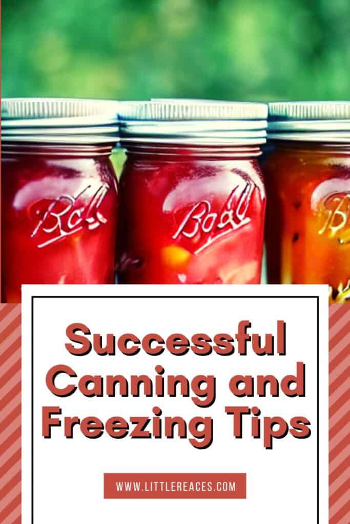 canned preserves with Successful Canning and Freezing Tips text overlay