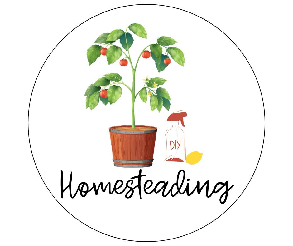 circle with tomato plant and homesteading on it