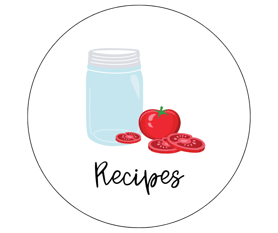 jar and tomato slices with recipes on it