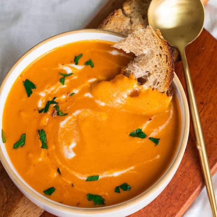 Image for Vegan Butternut Squash Tomato Soup with Cashews - Avocado Skillet