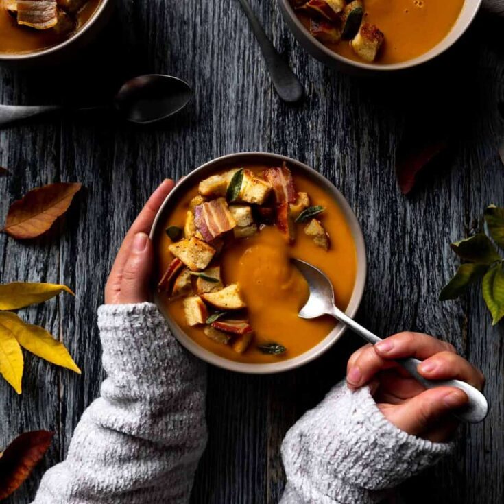 Image for Pumpkin & Sweet Potato Soup with Pancetta & Sage