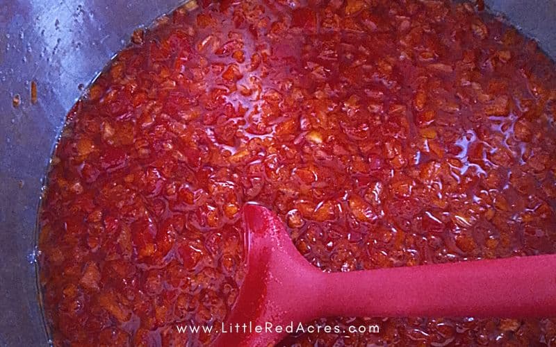 Red Pepper Jelly in pot